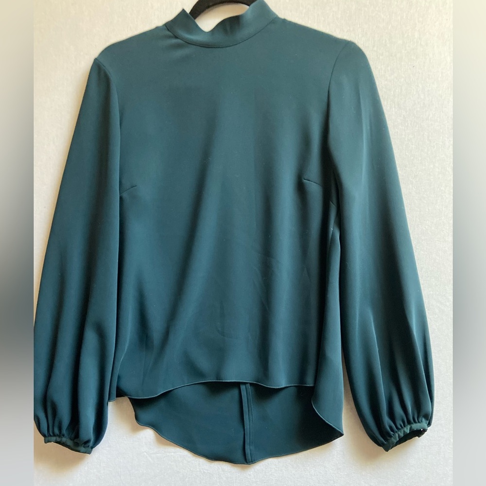 Aritzia Babaton Granados Blouse Mock Neck Long Balloon Sleeve Sz S